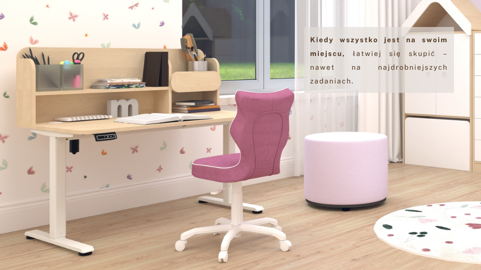 biurko z nadstawką dla dziecka elektrycznie regulowane